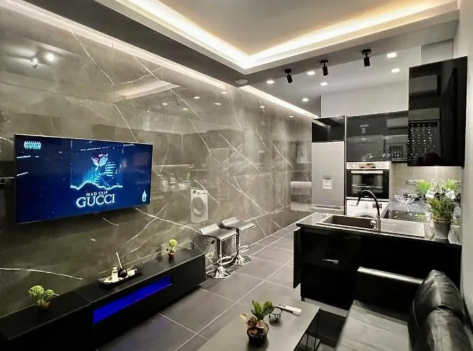 Luxury Black And White Interior & Rooftop Terrace Kalamata