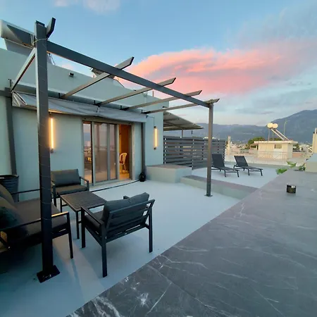 Luxury Black And White Interior & Rooftop Terrace Apartment Kalamata